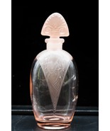 Vtg Art Deco Pink Frosted Glass Perfume Bottle W/Shell Stopper 4.75” - $42.14 CAD