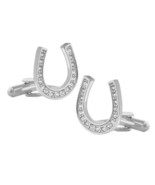 SPARKLING HORSESHOE CUFFLINKS Country Western Wear Rhinestone Cowboy w G... - $16.95