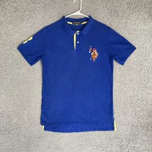 US POLO ASSN Ralph Lauren Shirt Mens Medium Blue Big Pony Double Rider Rugby - £15.02 GBP