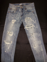 Mossimo Denim Boyfriend Jeans Distressed Frayed Whitewash Blue Size 00 - £7.52 GBP