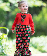 NWT Ann Loren Baby Girls Poinsettia Reindeer Long Sleeve Red Romper Jumpsuit  - £6.79 GBP