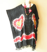 L13 Floral 42&quot; Midi Women Kimono Plus Caftan Batwing Tunic Hippy Dress up to 5X - $29.90