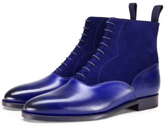 NEW Handmade Men's Blue Lace Up boot, Men's Leather Suede Fashion Boot
