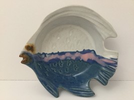 Nancy Jefferson Pottery Fish Shaped Serving Dish Bowl Multicolor Artist ... - $16.78