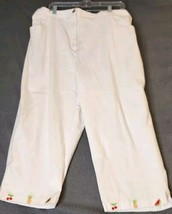 Quacker Factory Capri Crop Pants Women Sz 2X White Solid Stretch Cotton ... - $21.95