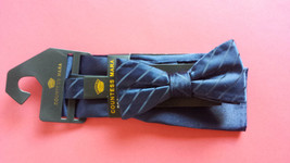 Countess Mara Ready to Wear Silk Dress Men Bow Tie with Pocket Square Navy Blue  - £14.74 GBP