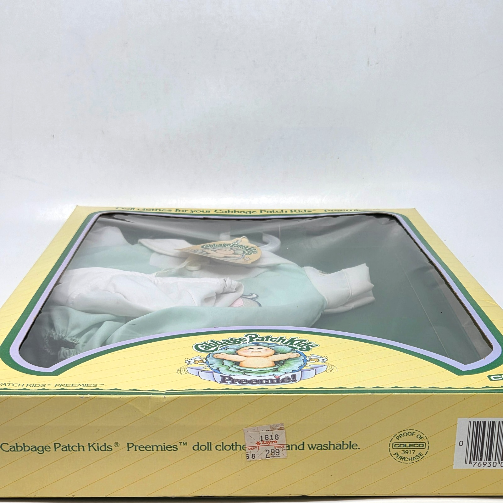 VINTAGE CABBAGE PATCH KIDS PREEMIE GREEN ELEPHANT OUTFIT ROMPER + HAT NEW IN BOX Item image 11