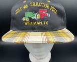 Vtg Plaid Hat Trucker Snapback Cap Nissin Tractor Pull Yellow Embroidered - £9.90 GBP