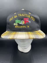 Vtg Plaid Hat Trucker Snapback Cap Nissin Tractor Pull Yellow Embroidered - £9.87 GBP
