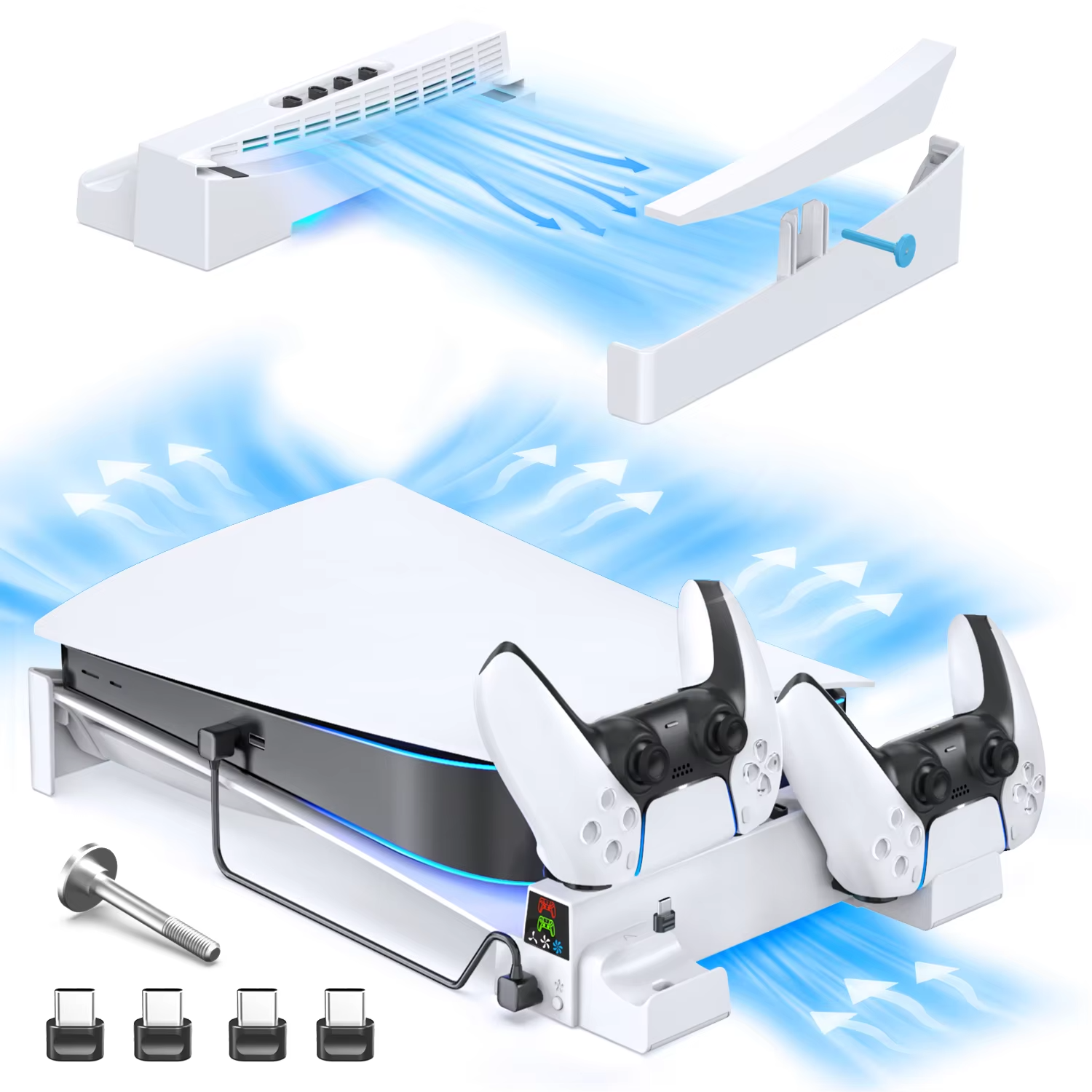 OIVO for PS5 Console Horizontal Cooling Stand PS5 Base Holder PS5 Controller Cha