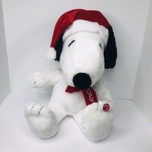 Peanuts Snoopy Musical 23” Jumbo Plush Toy Christmas Santa Hat Linus Luc... - $34.60