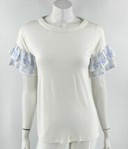 Francescas Alya Top Small White Blue Embroidered Layered Bell Sleeve Womens NEW - £18.62 GBP