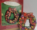 2001 Hallmark Keepsake Christmas Ornament Pressed Tin Wreath of Evergreens - $8.86