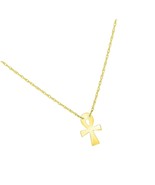 14k Yellow Gold Mini Egyptian Ankh Cross Necklace with Ring - £205.21 GBP