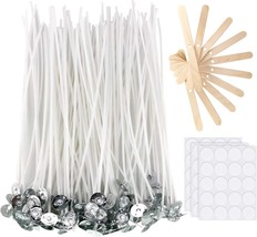 Candle Wicks 100 Pcs 6 inch with 30Pcs Candle Wick Stickers and 10 Pcs W... - $18.17
