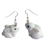 3D Retro White SITTING EASTER BUNNY RABBIT EARRINGS Kawaii Charm Novelty... - $129.81 MXN