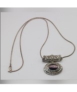Pendant or Enhancer with Purple Cats Eye Glass and Silver Tone Setting V... - $34.19 CAD