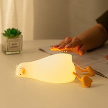 Lie Flat Duck Silicone Night Light Children&#39;s Bedside Table Lamp LED Smart With - £18.66 GBP+