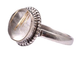 925 Sterling Silver Natural Rutile Quartz Gemstone Handmade Women Ring For Gift - £34.63 GBP