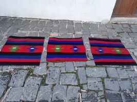 Set three woolen table centrepiece, table runners, colorful ethnic patte... - $60.00