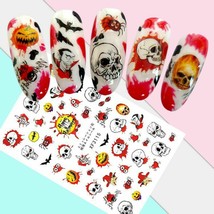 Nail Art 3D Decal Stickers Halloween skull bat spider Dracula heart witch XF3115 - £2.50 GBP