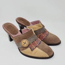 Kenzie Touch Womens Mules Sz 8 M Patckwork Leather Suede Corduroy Fabric... - $31.87