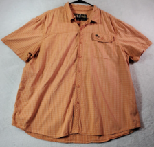 Mossy Oak Shirt Men 2XL Orange Check 100% Cotton Short Sleeve Collar But... - $20.19