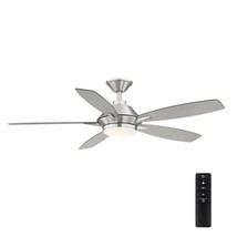 Home Decorators Wilmington 52 In. Led Brushed Nickel Ceiling Fan, Light, Remote - £120.80 GBP