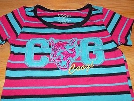 Toddler Size 2T Coogi Embroidered Striped T Shirt Top Pink Turqoise Blac... - $9.00