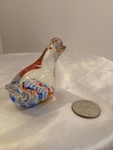 Vintage Miniature Glass Hand-Blown Clear Dove/Bird Blue Red Millefiori Figurine - £17.40 GBP