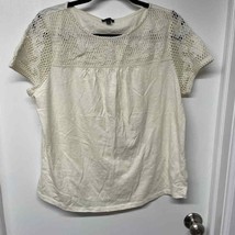 Talbots Womens Cream White Lace Embroidered T-Shirt Blouse Top Size Large - £20.57 GBP