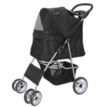 Pet Dog Stroller Travel Carriage 4 Wheeler W/Foldable Carrier Cart &amp; Cup... - £74.33 GBP