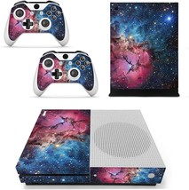 Vinyl Skin For Xbox One Slim Console &amp; Controllers Only,, Red Blue Nebula - $35.99
