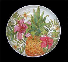 4 Bungalow Tropical Pineapple Hibiscus Fronds Large 8-1/2&quot; Melamine Bowl... - $36.99