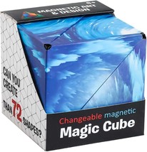 Changeable magnetic magic cube - Magic Magnetic Cube for Kids - Blue Col... - £11.06 GBP