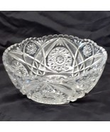 American Brilliant Period Cut Crystal Glass 8.5&quot; Bowl Bergen Crescent Sa... - £15.50 GBP