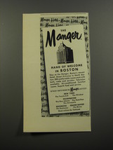 1953 The Manger Hotel Ad - Hand of welcome in Boston - £14.53 GBP