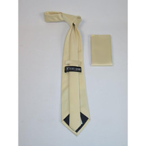 Men Stacy Adams Neck tie Hanky Set Business Formal Solid Color Satin S13 Beige image 2