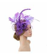 Women Tea Party Fascinators Hat Feathers Flower Birdcage Veil Wedding Co... - £9.58 GBP