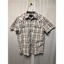 Cody James Plaid Western Shirt Mens M Regular Fit Cotton Short Sleeve Snaps - £13.82 GBP