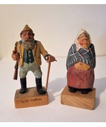 German Hand Carved Wood Man &amp; Women Figurines Vintage Black Forest Style - £71.98 GBP