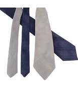 Vintage Set of 2 Blue &amp; Gray Striped Men&#39;s Neck Ties Made USA 3&quot; Narrow ... - $21.17 CAD
