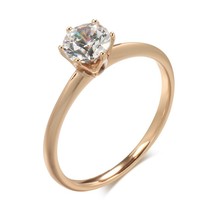 Fashion Simple Bride Wedding Ring For Women 585 Rose Gold Natural Zircon Cute Ko - £7.06 GBP