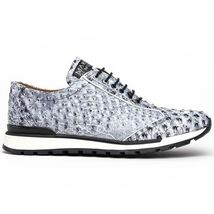 Hand painted genuine ostrich quill Sneaker Shoes Scanno Newspaper gray image 1