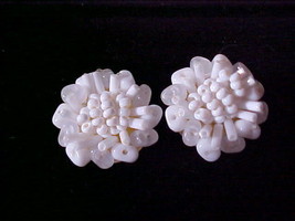 Pair W. Germany White Beaded Clip Earrings - $16.00