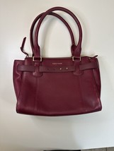 Cole Haan Womens Cameron Leather Satchel Handbag Purse Red Burgundy - £20.50 GBP