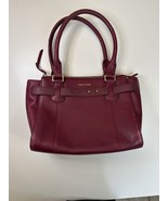 Cole Haan Womens Cameron Leather Satchel Handbag Purse Red Burgundy - £20.57 GBP