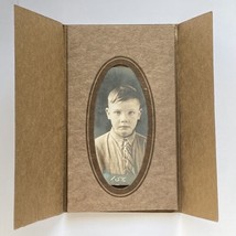 1928 Vintage Little Boy Photo Headshot School Picture Original With Cover - £15.62 GBP