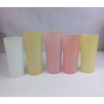 Vintage Tupperware Set Of 5 Pastel Plastic Drinking Glasses Various Sizes - $12.60