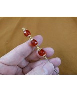 U-64-C clear red glass beaded gold tone hatpin Pin hat SOCIETY pins JEWELRY - £8.17 GBP